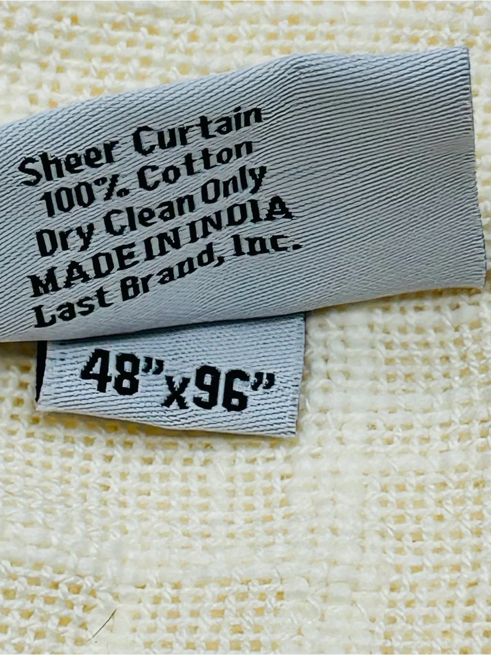 NWT QUINCE Set Of 2 48x96 Cotton Sheer Curtains Ivory 9710